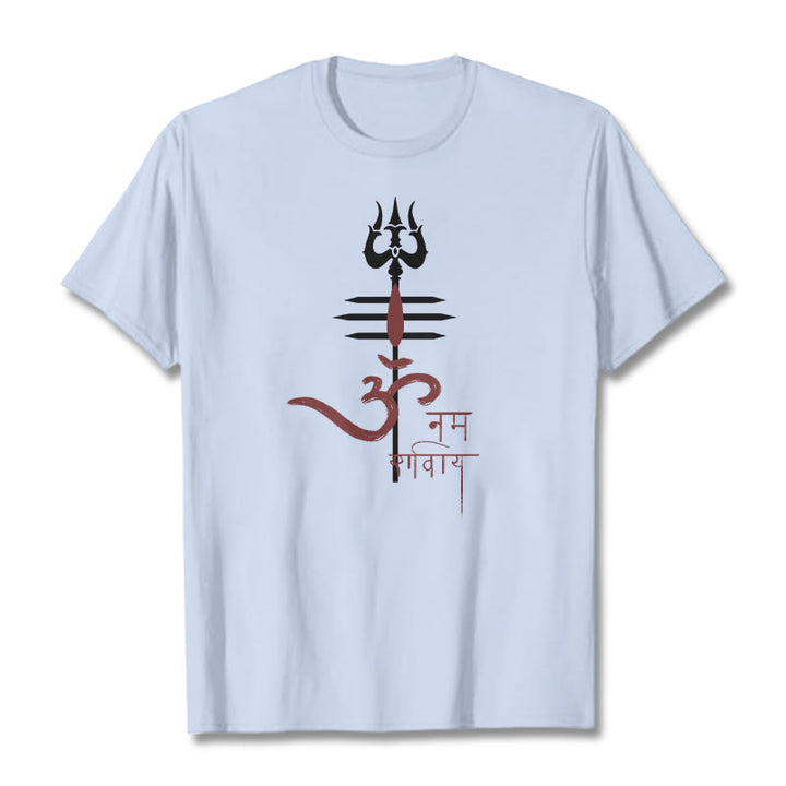 Buddha Stones OM NAMAH SHIVAYA Trójząb bawełniany T-shirt - Jasnoniebieski - 2XL - image 6