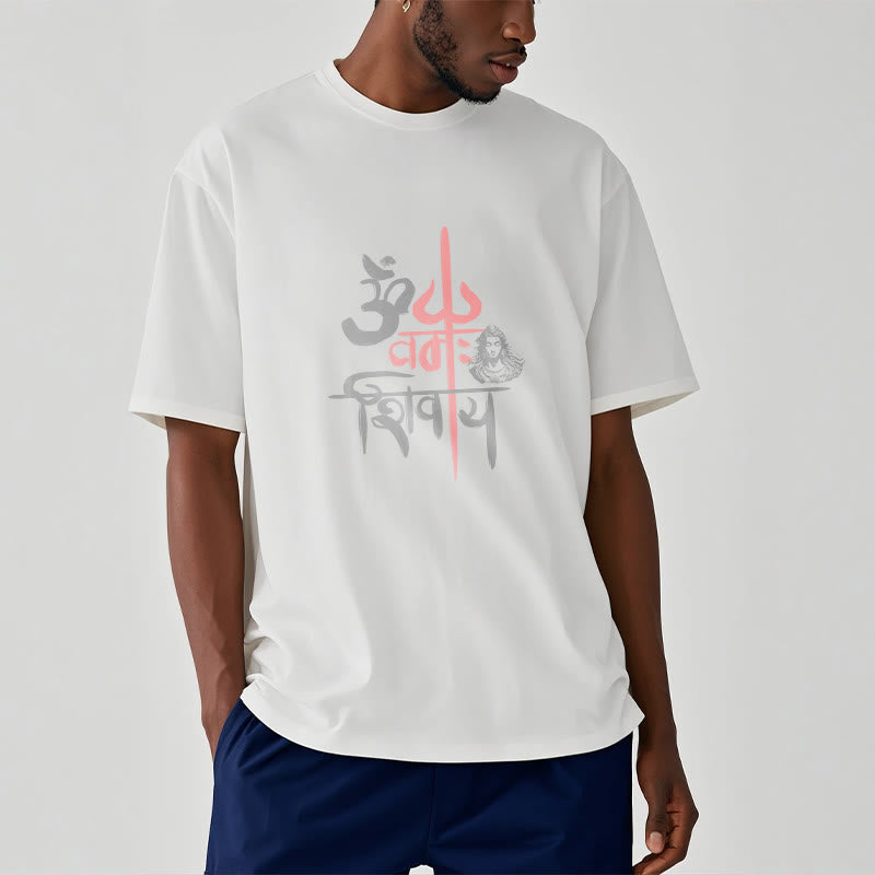 Buddha Stones OM NAMAH SHIVAYA Czerwony Trójząb Bawełniana Koszulka T-shirt - image 7