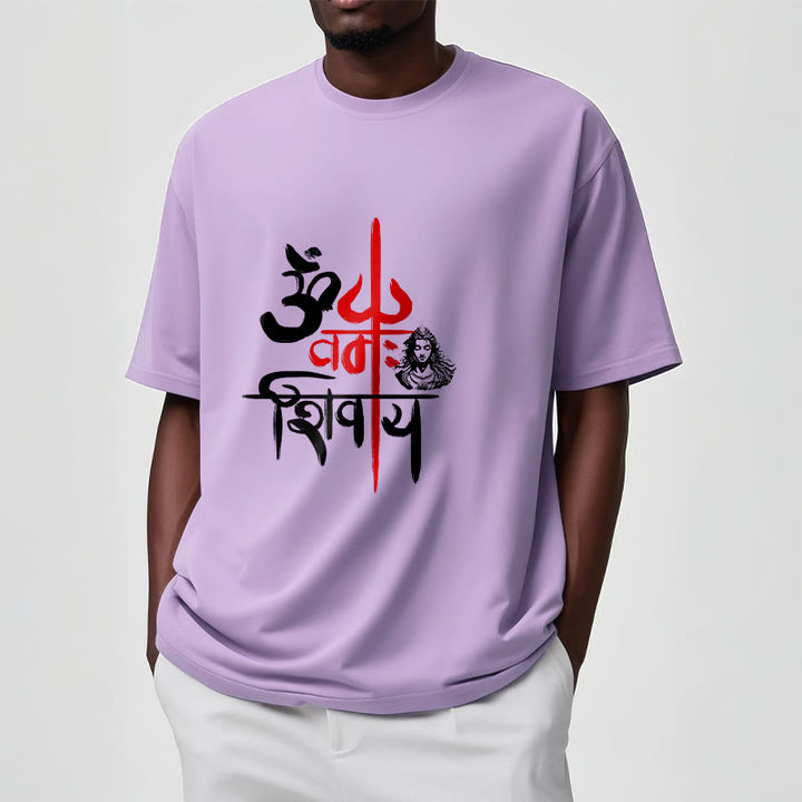 Buddha Stones OM NAMAH SHIVAYA Czerwony Trójząb Bawełniana Koszulka T-shirt - image 10