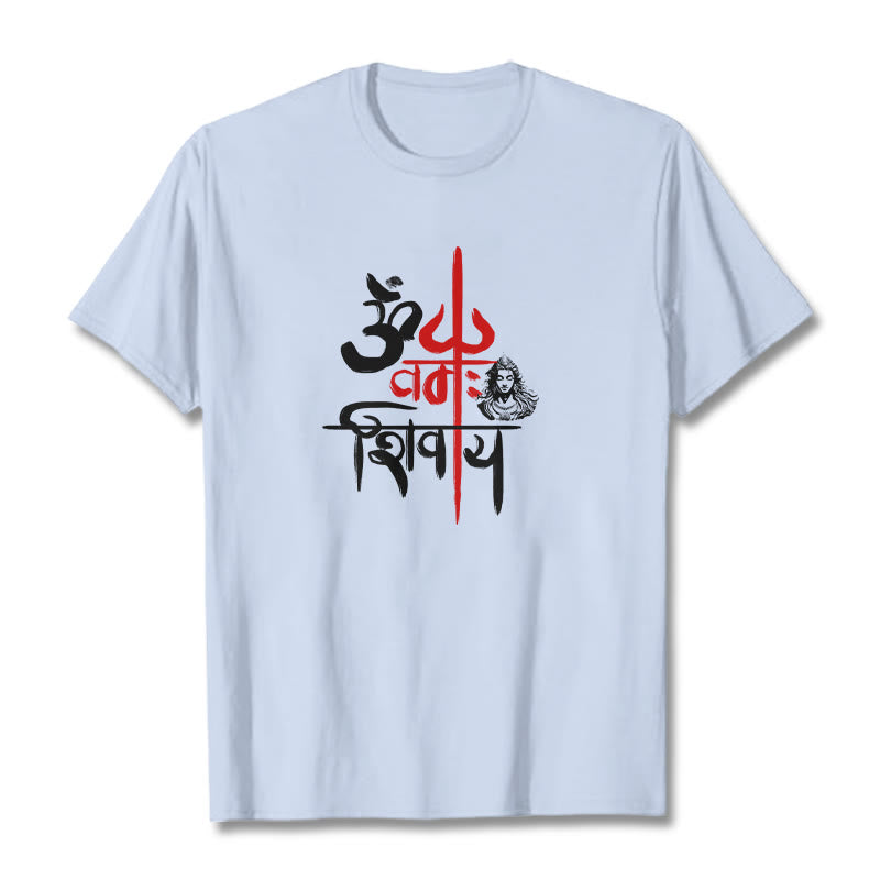 Buddha Stones OM NAMAH SHIVAYA Czerwony Trójząb Bawełniana Koszulka T-shirt - Jasnoniebieski - 2XL - image 16