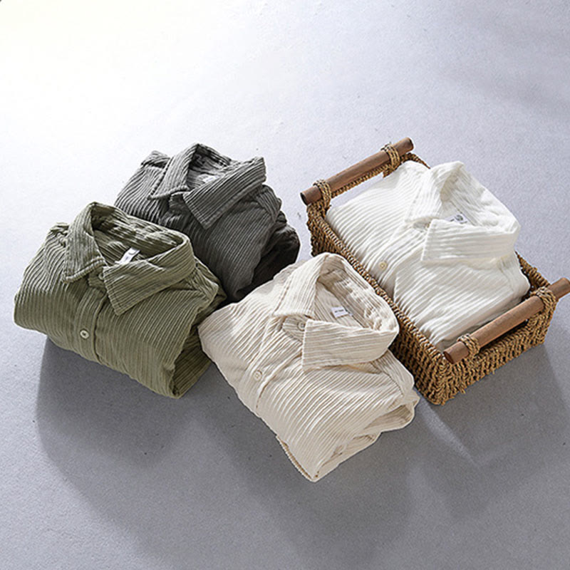 Koszula męska z długim rękawem i kołnierzykiem Buddha Stones” z kieszeniami, sztruksowa, casualowa - image 11