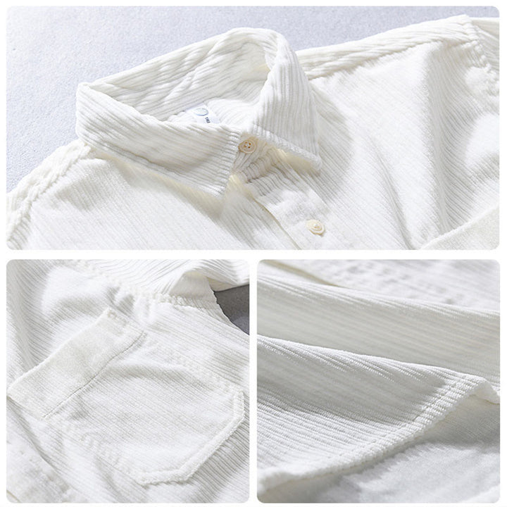 Koszula męska z długim rękawem i kołnierzykiem Buddha Stones” z kieszeniami, sztruksowa, casualowa - image 10