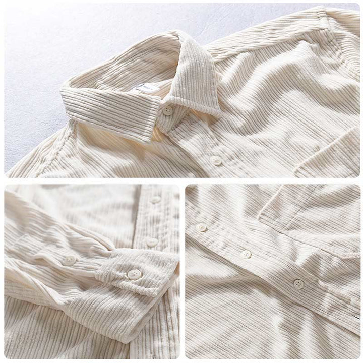 Koszula męska z długim rękawem i kołnierzykiem Buddha Stones” z kieszeniami, sztruksowa, casualowa - image 8