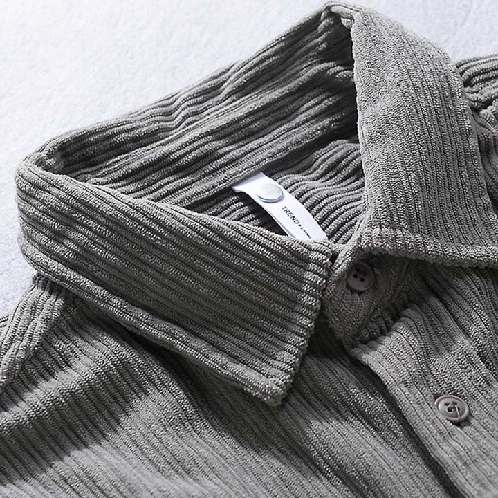 Koszula męska z długim rękawem i kołnierzykiem Buddha Stones” z kieszeniami, sztruksowa, casualowa - image 3