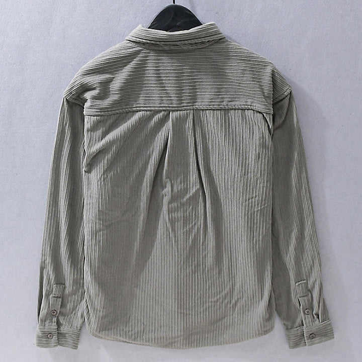 Koszula męska z długim rękawem i kołnierzykiem Buddha Stones” z kieszeniami, sztruksowa, casualowa - image 2