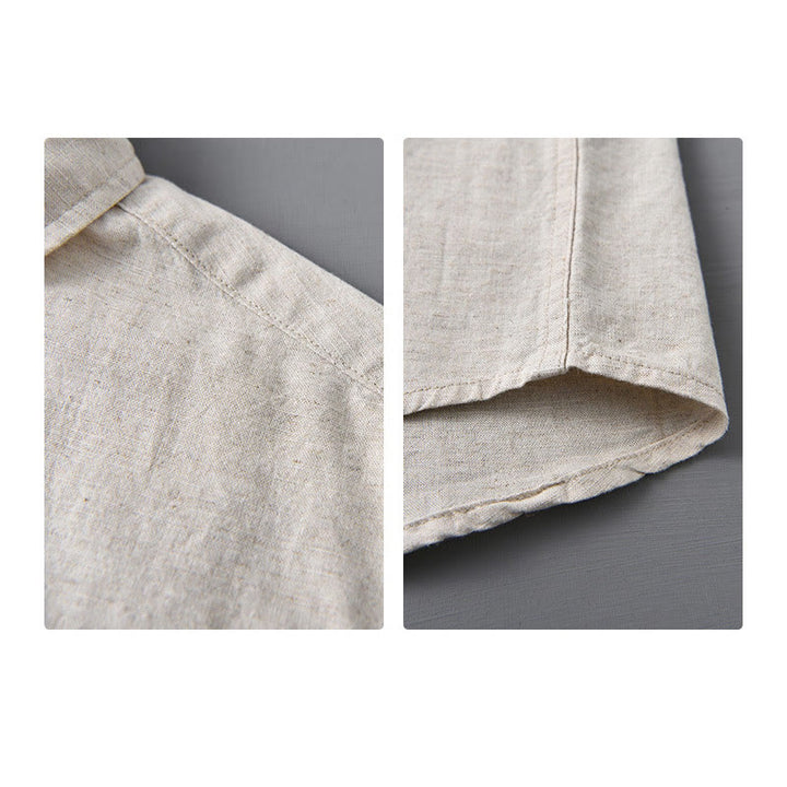 Koszula męska z długim rękawem i kołnierzykiem Buddha Stones" z kieszenią, w jednolitym kolorze, wygodna, bawełniana - image 9