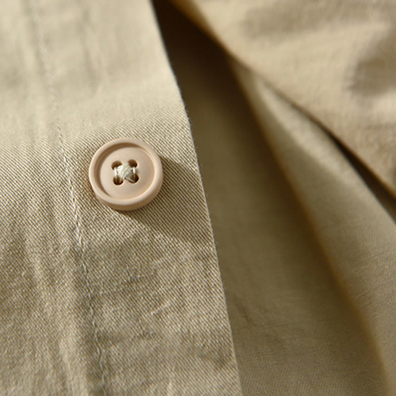 Koszula męska z długim rękawem i kołnierzykiem Buddha Stones” z kieszenią, w jednolitym kolorze, z bawełny - image 5