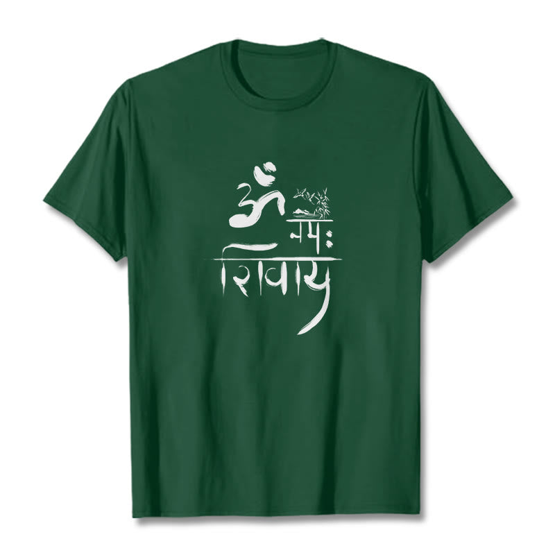 T-shirt z bawełny bambusowej i Buddha Stones OM NAMAH SHIVAYA Crane - ForestGreen - 2XL - image 11