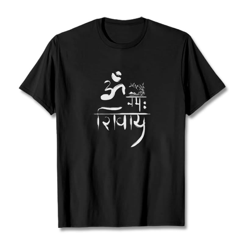T-shirt z bawełny bambusowej i Buddha Stones OM NAMAH SHIVAYA Crane - Czarny - 2XL - image 5