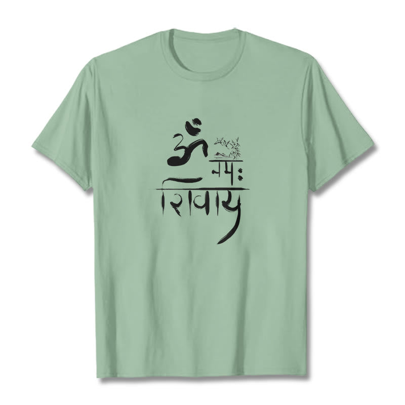 T-shirt z bawełny bambusowej i Buddha Stones OM NAMAH SHIVAYA Crane - PaleGreen - 2XL - image 13
