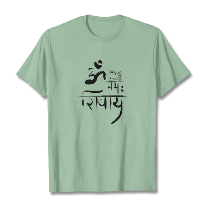 T-shirt z bawełny bambusowej i Buddha Stones OM NAMAH SHIVAYA Crane - PaleGreen - 2XL - image 13
