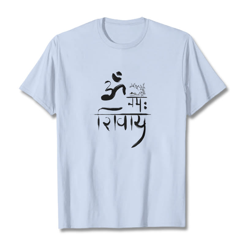T-shirt z bawełny bambusowej i Buddha Stones OM NAMAH SHIVAYA Crane - Jasnoniebieski - 2XL - image 15