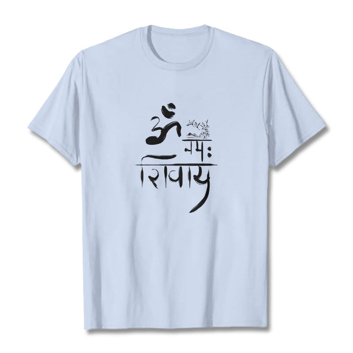 T-shirt z bawełny bambusowej i Buddha Stones OM NAMAH SHIVAYA Crane - Jasnoniebieski - 2XL - image 15