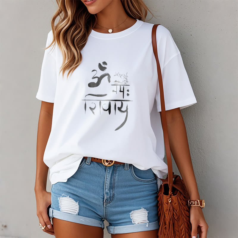 T-shirt z bawełny bambusowej i Buddha Stones OM NAMAH SHIVAYA Crane - image 2