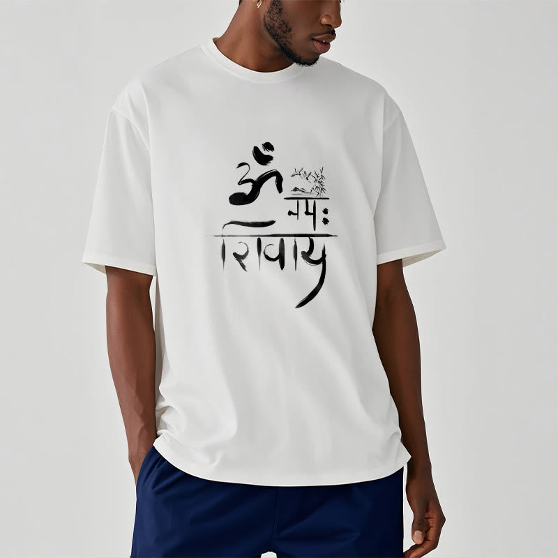 T-shirt z bawełny bambusowej i Buddha Stones OM NAMAH SHIVAYA Crane - image 3