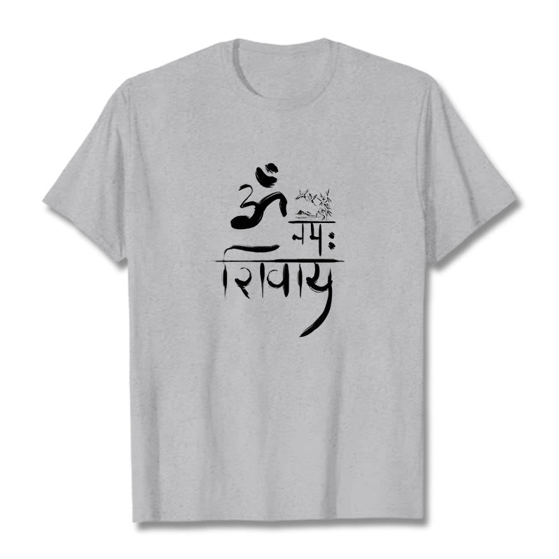 T-shirt z bawełny bambusowej i Buddha Stones OM NAMAH SHIVAYA Crane - Jasnoszary - 2XL - image 20
