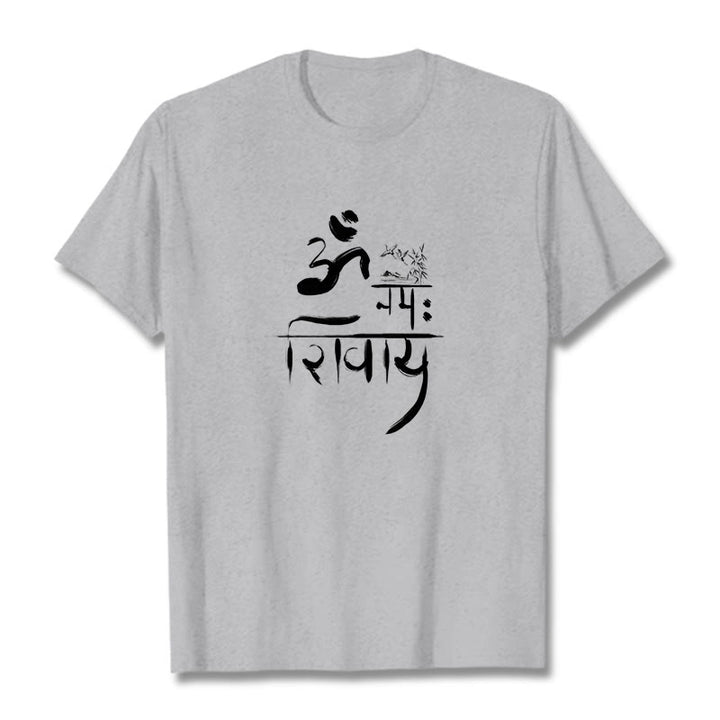 T-shirt z bawełny bambusowej i Buddha Stones OM NAMAH SHIVAYA Crane - Jasnoszary - 2XL - image 20