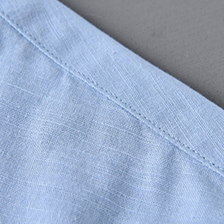 Koszula męska z długim rękawem i stójką Buddha Stones z kieszenią Pure Color Casual Cotton Linen - image 18