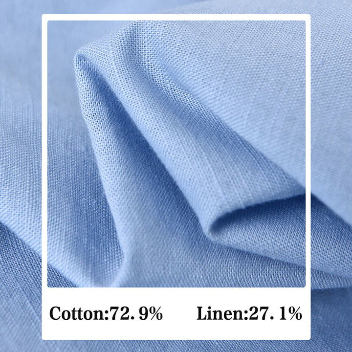 Koszula męska z długim rękawem i stójką Buddha Stones z kieszenią Pure Color Casual Cotton Linen - image 15