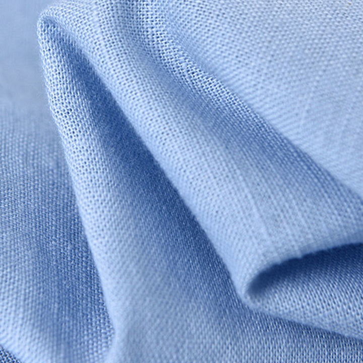 Koszula męska z długim rękawem i stójką Buddha Stones z kieszenią Pure Color Casual Cotton Linen - image 16