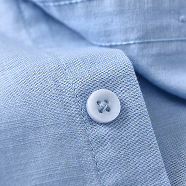 Koszula męska z długim rękawem i stójką Buddha Stones z kieszenią Pure Color Casual Cotton Linen - image 21