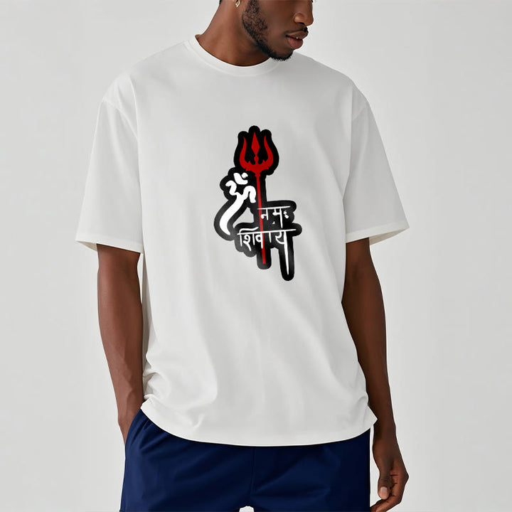 Buddha Stones OM NAMAH SHIVAYA Czerwony Trójząb Profil Bawełniana Koszulka T-shirt - image 16