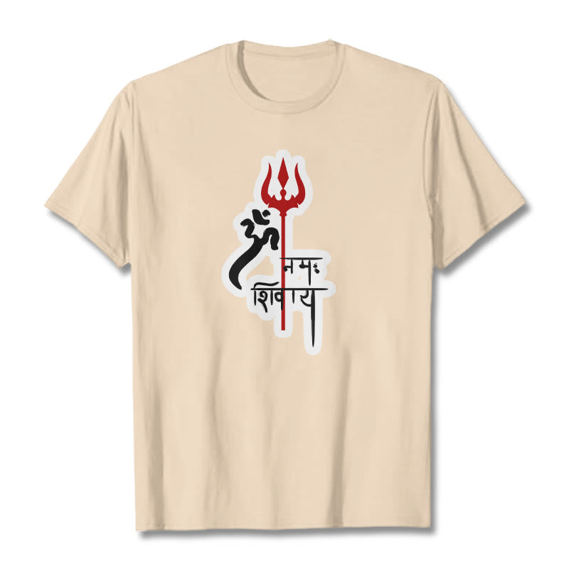 Buddha Stones OM NAMAH SHIVAYA Czerwony Trójząb Profil Bawełniana Koszulka T-shirt - For - 2XL - image 19