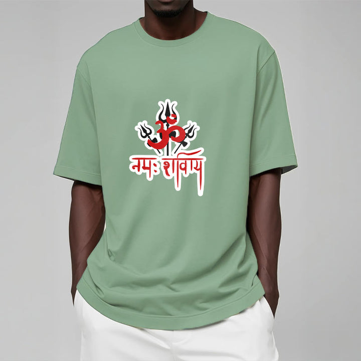 Buddha Stones OM NAMAH SHIVAYA Trzy Trójzęby Bawełniana Koszulka T-shirt - image 17