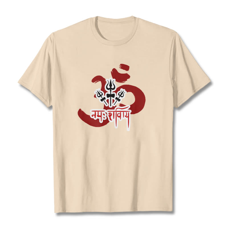 Buddha Stones OM NAMAH SHIVAYA Trzy małe trójzęby bawełniana koszulka T-shirt - For - 2XL - image 1