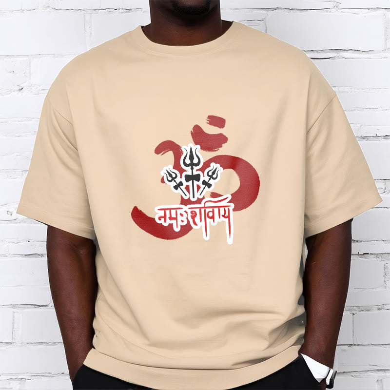 Buddha Stones OM NAMAH SHIVAYA Trzy małe trójzęby bawełniana koszulka T-shirt - image 2