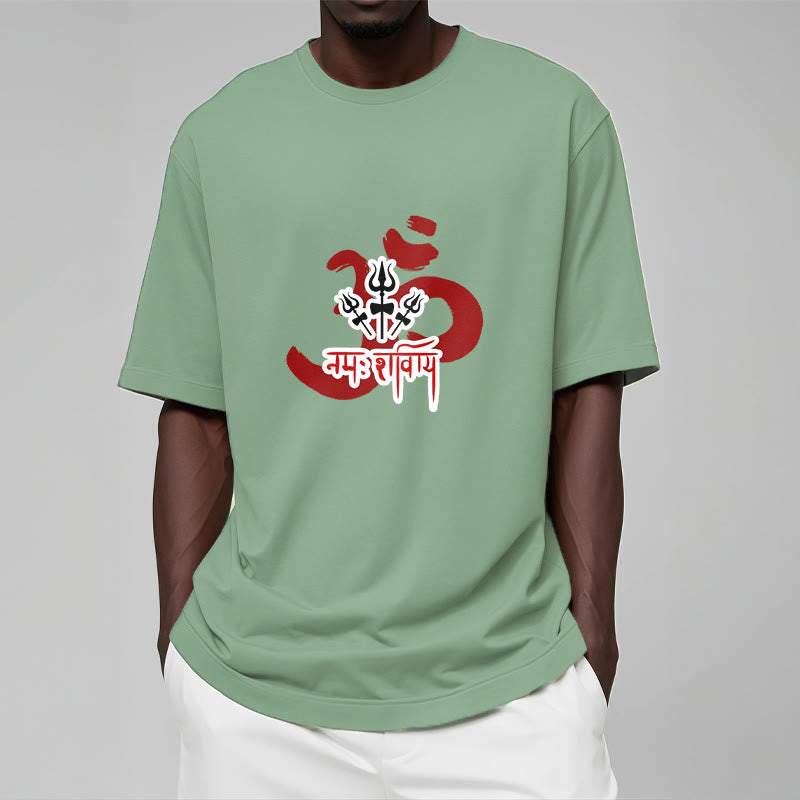 Buddha Stones OM NAMAH SHIVAYA Trzy małe trójzęby bawełniana koszulka T-shirt - image 7