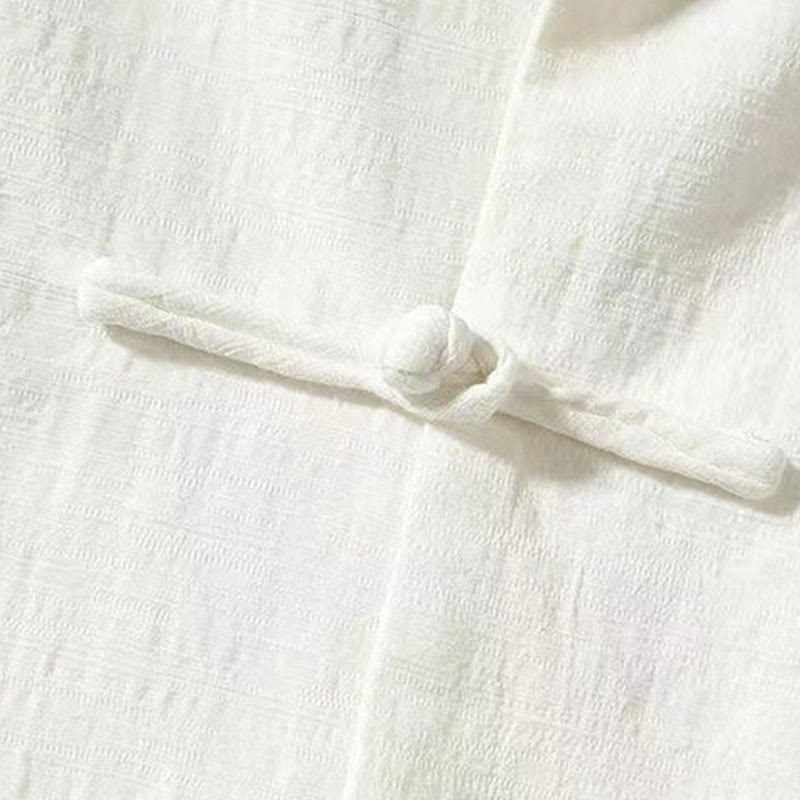 Koszula męska z długim rękawem Buddha Stones Tang z żabim guzikiem i kieszenią, stójką i wygodnym lnianym kołnierzem - image 3