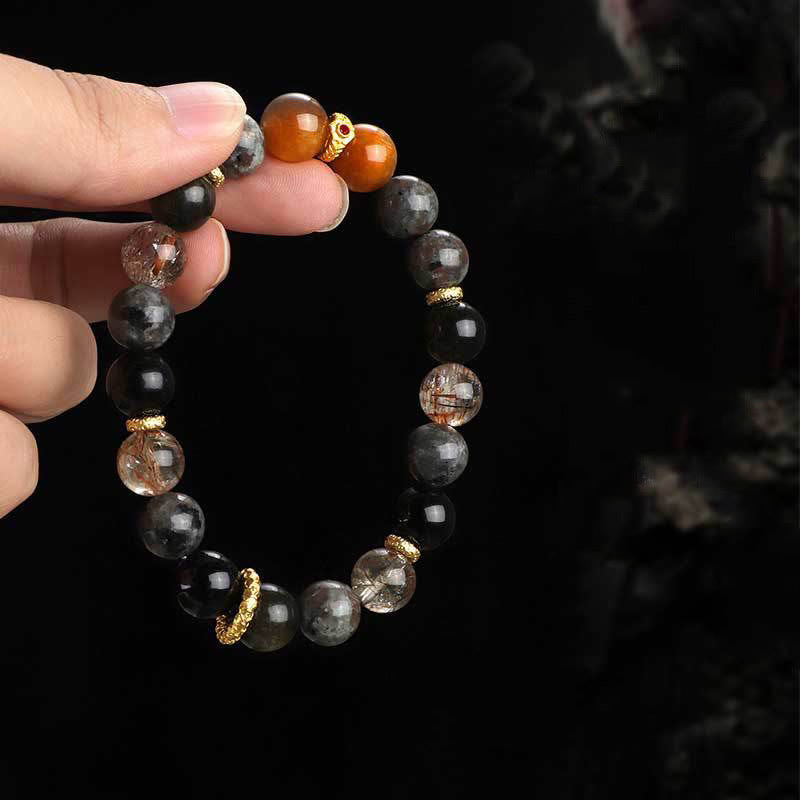 Bransoletka z Buddha Stones, kamienia słonecznego i lawy pozytywnej