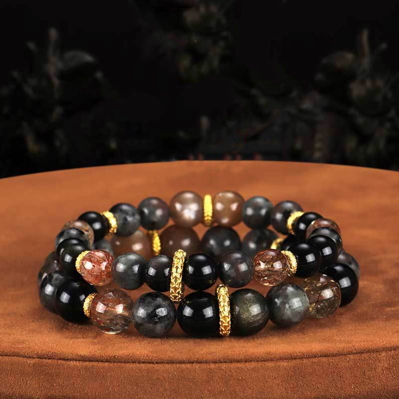 Bransoletka z Buddha Stones, kamienia słonecznego i lawy pozytywnej