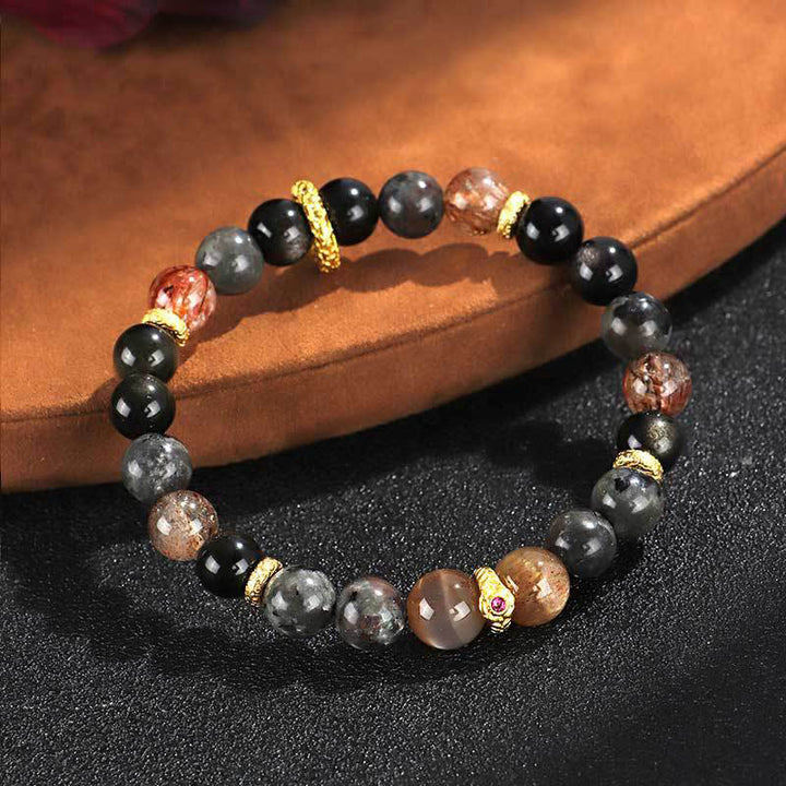 Bransoletka z Buddha Stones, kamienia słonecznego i lawy pozytywnej