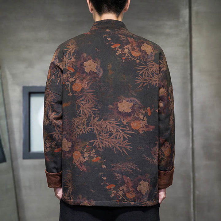 Buddha Stones -Guzik Chiński Tang Suit Długa Koszula Bawełniana Męska Kurtka Odzież - image 2