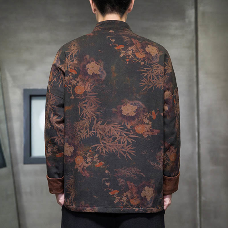 Buddha Stones -Guzik Chiński Tang Suit Długa Koszula Bawełniana Męska Kurtka Odzież - image 2