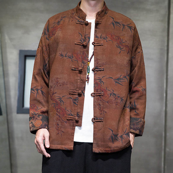 Buddha Stones -Guzik Chiński Tang Suit Długa Koszula Bawełniana Męska Kurtka Odzież - image 18