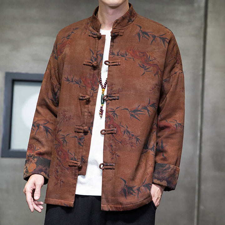 Buddha Stones -Guzik Chiński Tang Suit Długa Koszula Bawełniana Męska Kurtka Odzież - image 21