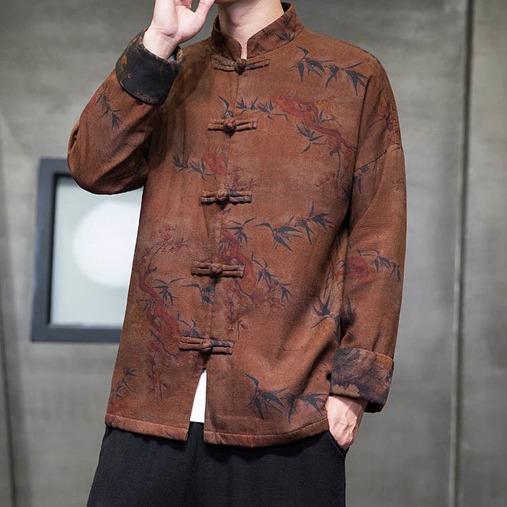 Buddha Stones -Guzik Chiński Tang Suit Długa Koszula Bawełniana Męska Kurtka Odzież - image 14