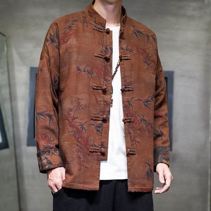 Buddha Stones -Guzik Chiński Tang Suit Długa Koszula Bawełniana Męska Kurtka Odzież - image 19