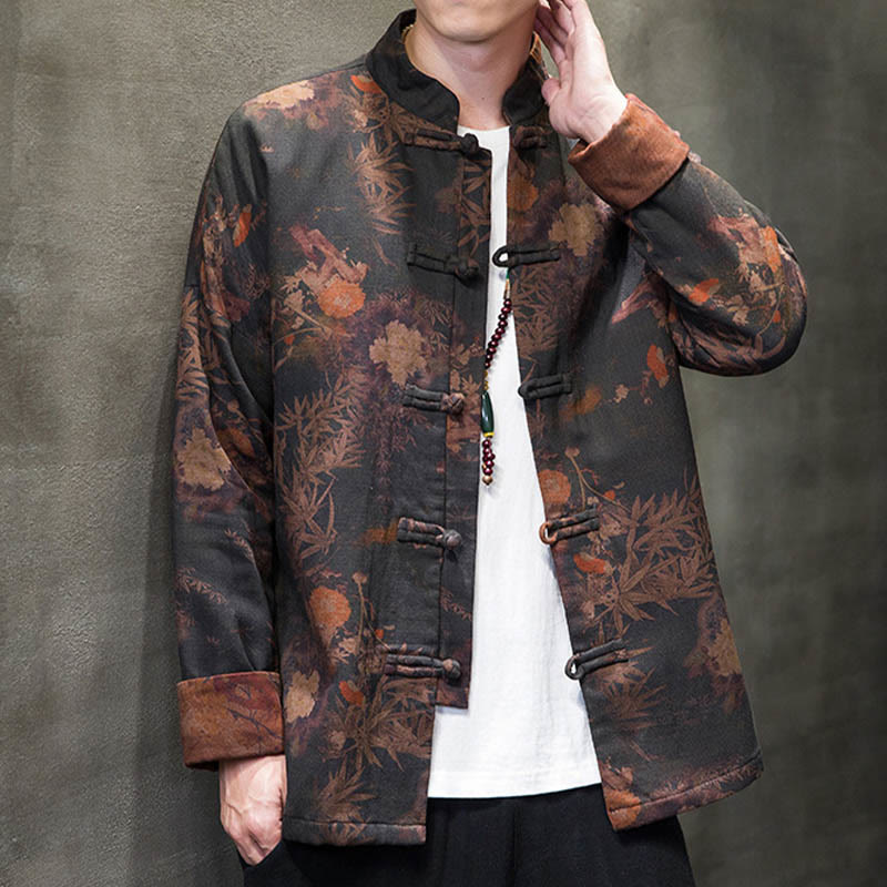 Buddha Stones -Guzik Chiński Tang Suit Długa Koszula Bawełniana Męska Kurtka Odzież - image 5