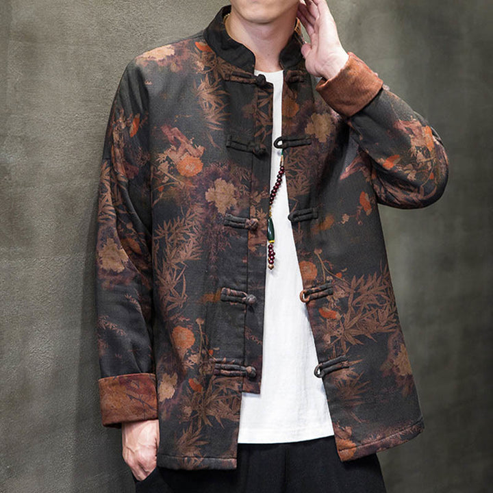 Buddha Stones -Guzik Chiński Tang Suit Długa Koszula Bawełniana Męska Kurtka Odzież - image 5