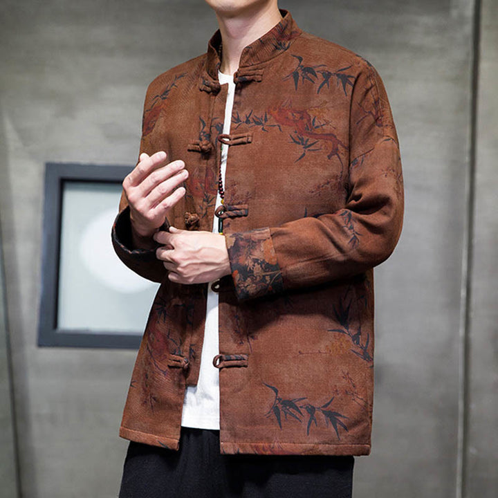 Buddha Stones -Guzik Chiński Tang Suit Długa Koszula Bawełniana Męska Kurtka Odzież - image 20