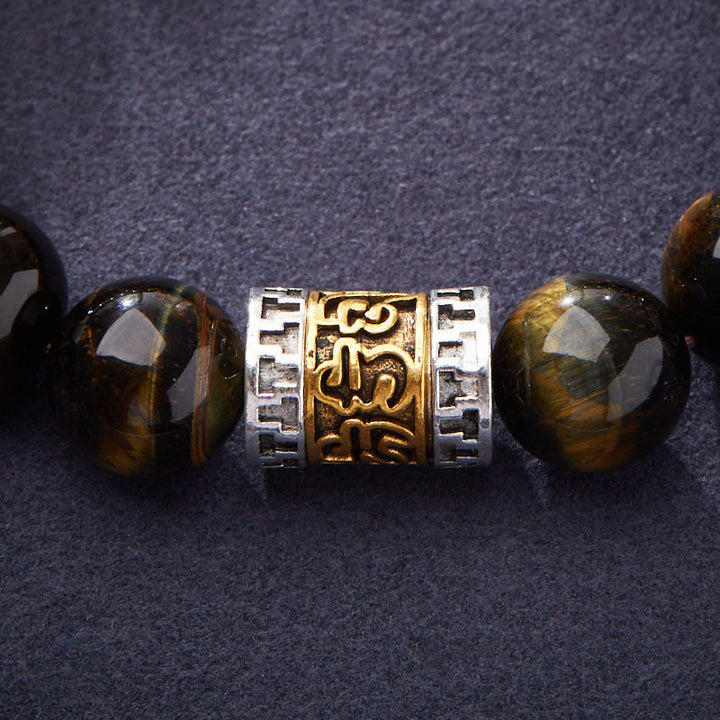 Bransoletka Buddha Stones Tygrysie Oko Sześć Prawdziwych Słów Odwaga