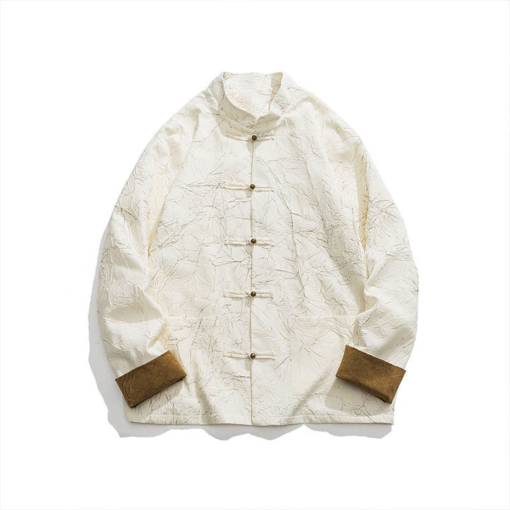 Buddha Stones Tang Suit Casual Żabka-guzik Długi rękaw Nylonowa męska kurtka Koszula Odzież - image 17