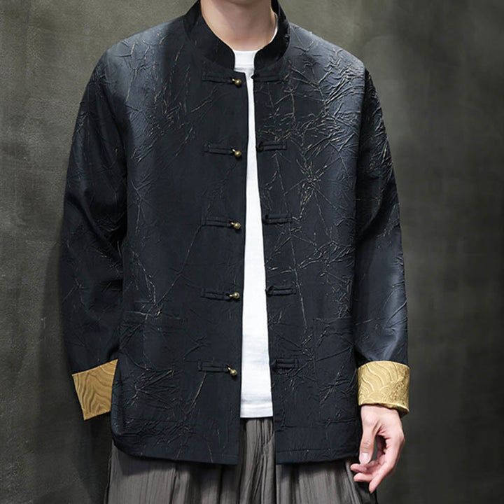 Buddha Stones Tang Suit Casual Żabka-guzik Długi rękaw Nylonowa męska kurtka Koszula Odzież - image 7