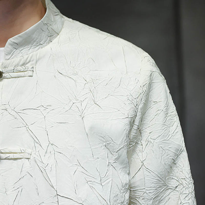 Buddha Stones Tang Suit Casual Żabka-guzik Długi rękaw Nylonowa męska kurtka Koszula Odzież - image 11