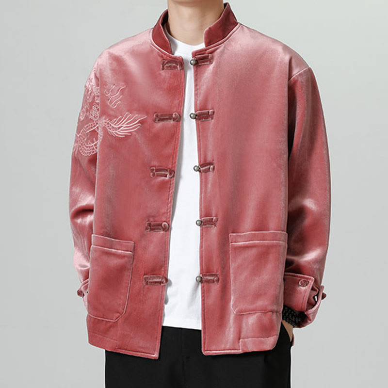 Buddha Stones Smoka Casual Żaba-guzik Bawełna Męska Kurtka Koszula Odzież - Cegła ogniotrwała - US/UK/AU46， EU56 (5XL) - image 0