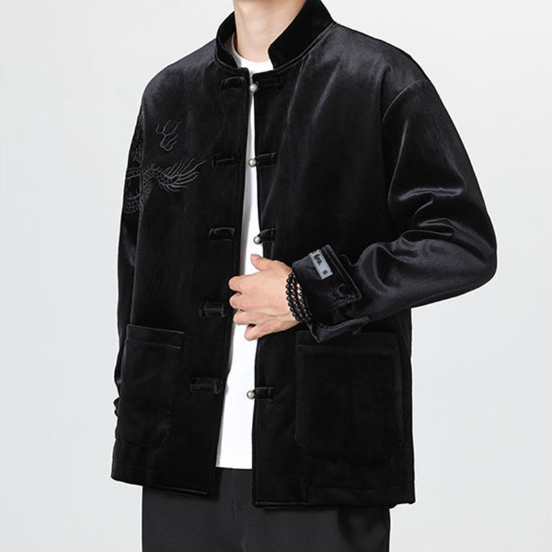 Buddha Stones Smoka Casual Żaba-guzik Bawełna Męska Kurtka Koszula Odzież - image 21